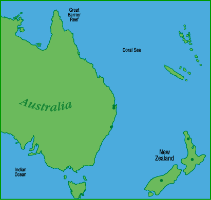 Australia, Asia & South Pacific map